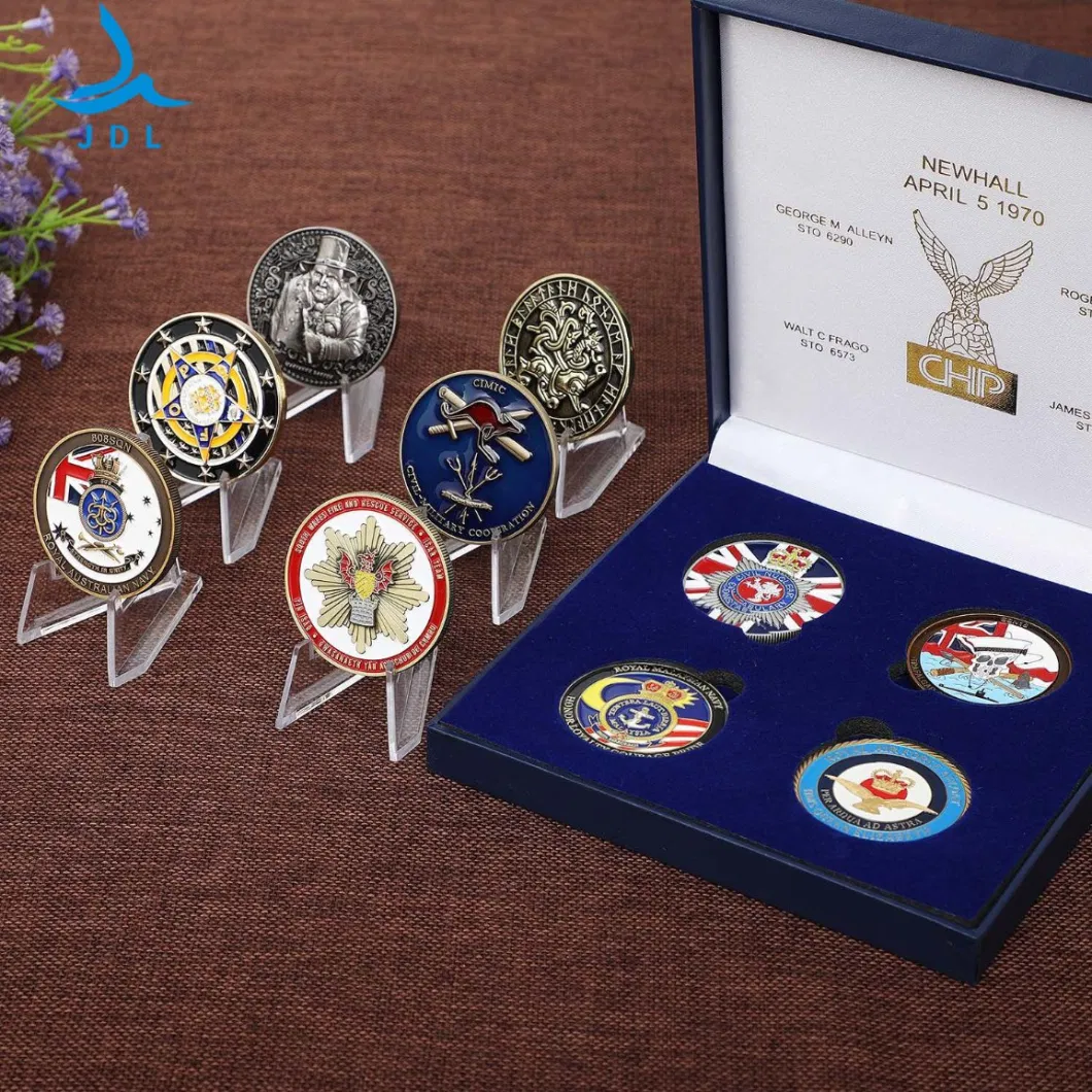 Wholesale Factory Custom 3D Antique Gold Metal Logo Craft Medal Replica Token Old Alloy Badge Souvenir Gift Police Military Enamel Commemorative Challenge Coins