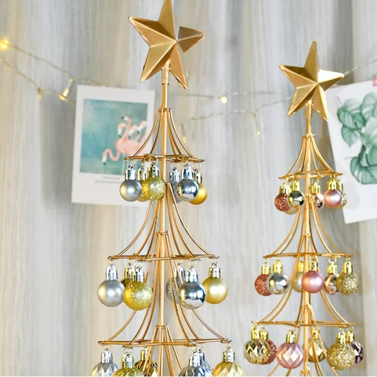 Top1 Decorazione natalizia da tavolo Albero di Natale in ferro dorato per decorazioni natalizie