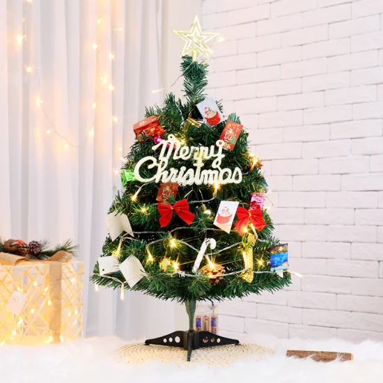 Ornamenti da tavolo all'ingrosso Decorazioni natalizie per la casa in PVC decorativo che nevica piccolo albero di Natale